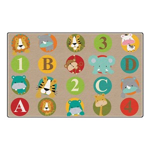 ABC & 123 Animals Preschool Rug (6' W x 8' 4" L) - Light
