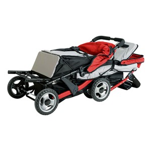 Trio Sport Tandem Stroller - Red - Shown folded
