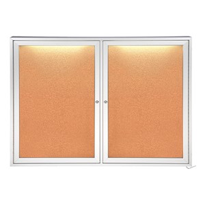 Concealed Lighting Enclosed Bulletin Board - Shown w/ Two Doors
