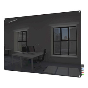 Harmony Colors Magnetic Glass Whiteboard w/ Radius Corners - Black