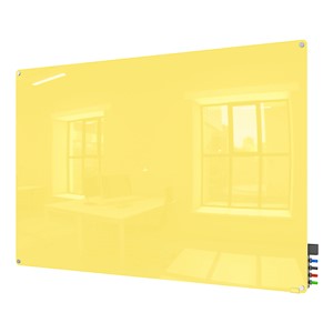 Harmony Colors Magnetic Glass Whiteboard w/ Radius Corners - Yellow