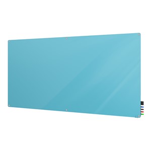 Harmony Colors Magnetic Glass Board w/ Radius Corners (6' W x 4' H) - Blue