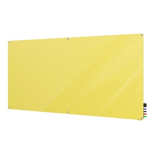 Harmony Colors Magnetic Glass Board w/ Radius Corners (6' W x 4' H) - Yellow