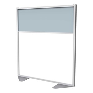 Floor Partition w/ Aluminum Frame - Two Split Panel - Porcelain/Silver Vinyl (54" H)