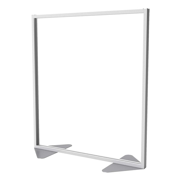 Floor Partition w/ Aluminum Frame - Full Clear Acrylic Panel Infill (54" H)