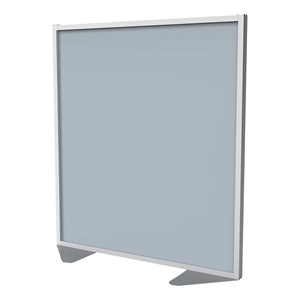Floor Partition w/ Aluminum Frame - Full Silver Vinyl Panel Infill (54" H)