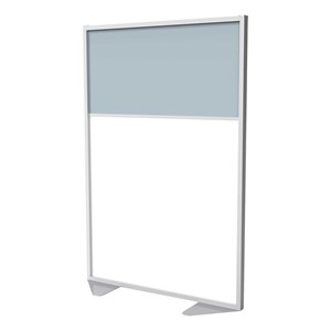 Floor Partition w/ Aluminum Frame - Two Split Panel - Porcelain/Silver Vinyl (72" H)