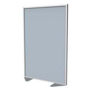 Floor Partition w/ Aluminum Frame - Full Silver Vinyl Panel Infill (72" H)
