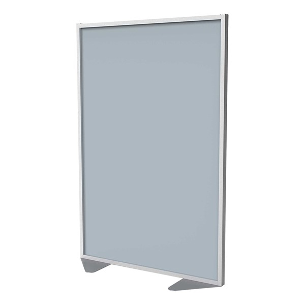 Floor Partition w/ Aluminum Frame - Full Silver Vinyl Panel Infill (72" H)
