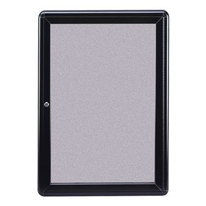 Ovation Radius Fabric Tack Board - One Hinged Door w/ Acrylic Panel & Black