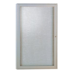 Enclosed Fabric Tack Board w/ One Door - Satin Aluminum Frame