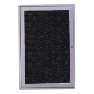 Enclosed Rubber-Tak Tackboard w/ One Door & Satin Aluminum Frame