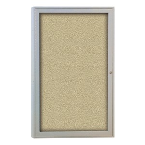 Enclosed Bulletin Board w/ One Door & Satin Aluminum Frame