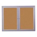 Indoor Enclosed Bulletin Board w/ Two Doors & Satin Aluminum Frame
