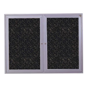 Enclosed Rubber-Tak Tackboard w/ Two Doors & Satin Aluminum Frame
