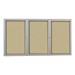 Outdoor/Indoor Enclosed Bulletin Board w/ Three Doors & Satin Aluminum Frame