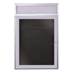Letter Board w/ Header, One Door & Satin Aluminum Frame