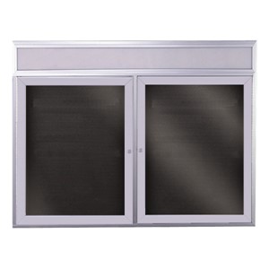 Letter Board w/ Lighted Header, Two Doors & Satin Aluminum Frame