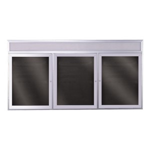 Letter Board w/ Lighted Header, Three Doors & Satin Aluminum Frame