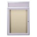 Enclosed Bulletin Board w/ Lighted Header, One Door & Satin Aluminum Frame
