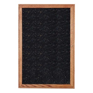 Enclosed Rubber-Tak Tackboard w/ One Door & Walnut Frame