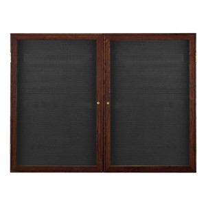 Indoor Enclosed Letter Board w/ Two Doors & Walnut Finish Frame