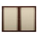 Enclosed Fabric Tack Board w/ Two Doors & Walnut Finish Frame
