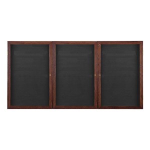 Indoor Enclosed Letter Board w/ Three Doors & Walnut Finish Frame