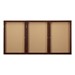 Enclosed Bulletin Board w/ Three Doors & Walnut Finish