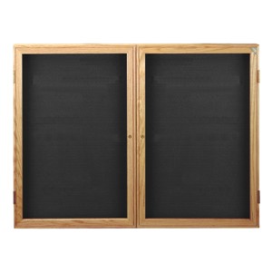 Indoor Enclosed Letter Board w/ Two Doors & Oak Finish Frame
