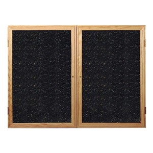 Enclosed Rubber-Tak Tackboard w/ Two Doors & Oak Frame