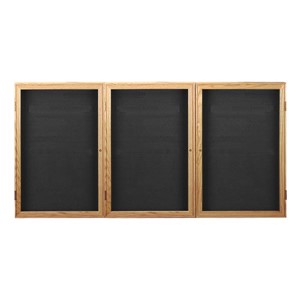 Indoor Enclosed Letter Board w/ Three Doors & Oak Finish Frame
