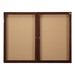 Indoor Enclosed Bulletin Board w/ Two Doors & Walnut Finish