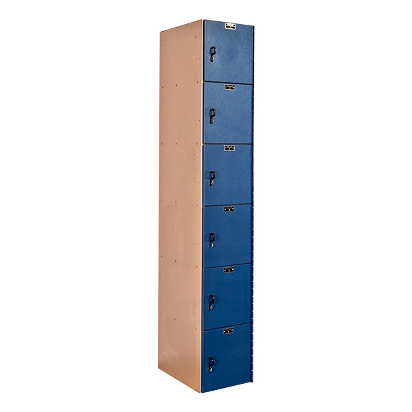 AquaMax One-Wide Six-Tier Plastic Lockers<br>Shown w/ deep blue doors