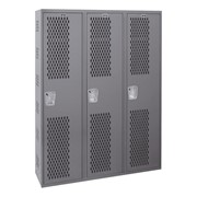 All-Welded Ventilated Three-Wide Single-Tier Lockers (72" H Openings)