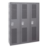 All-Welded Ventilated Three-Wide Single-Tier Lockers (72'' H Openings)