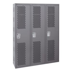 All-Welded Ventilated Three-Wide Single-Tier Lockers