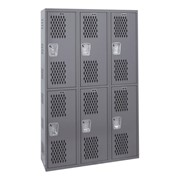 All-Welded Ventilated Three-Wide Double-Tier Gym Lockers (36" H Openings)