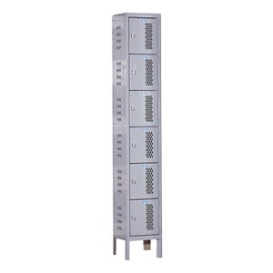 Heavy-Duty Ventilated One-Wide Six-Tier Gym Lockers