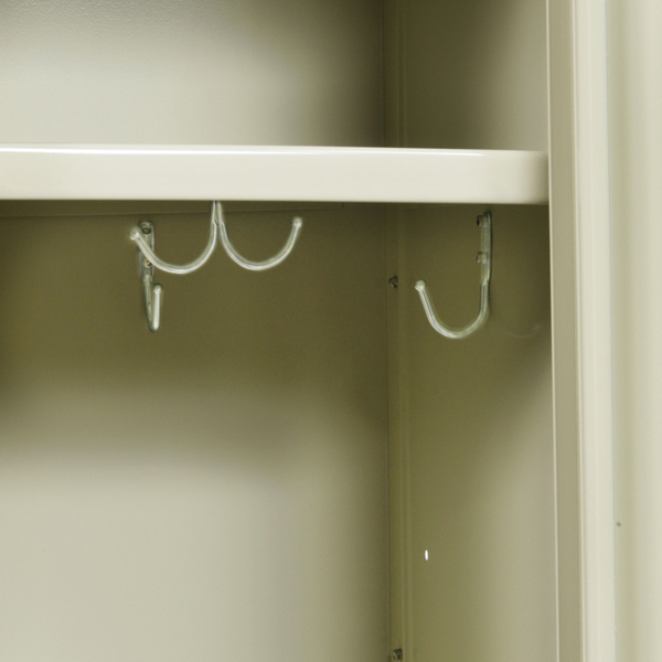 Features three single hooks and one double hook.