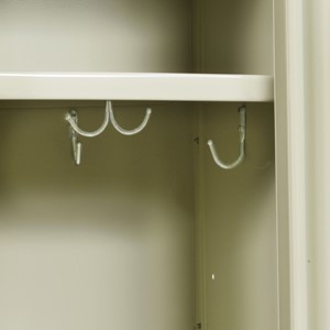 Features three single hooks and one double hook.