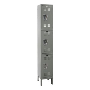 Premium One-Wide Triple-Tier Lockers - Shown in Gray