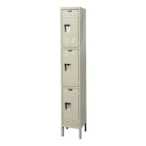 Premium One-Wide Triple-Tier Lockers (24" H Openings) - Shown in Parchment