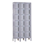 Heavy-Duty Ventilated Three-Wide Six-Tier Athletic Lockers (12" H Openings)