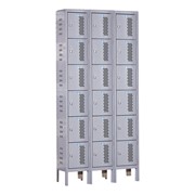 Heavy-Duty Ventilated Three-Wide Six-Tier Athletic Lockers (12" H Openings)