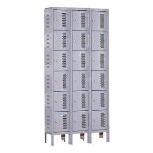 Heavy-Duty Ventilated Three-Wide Six-Tier Athletic Lockers