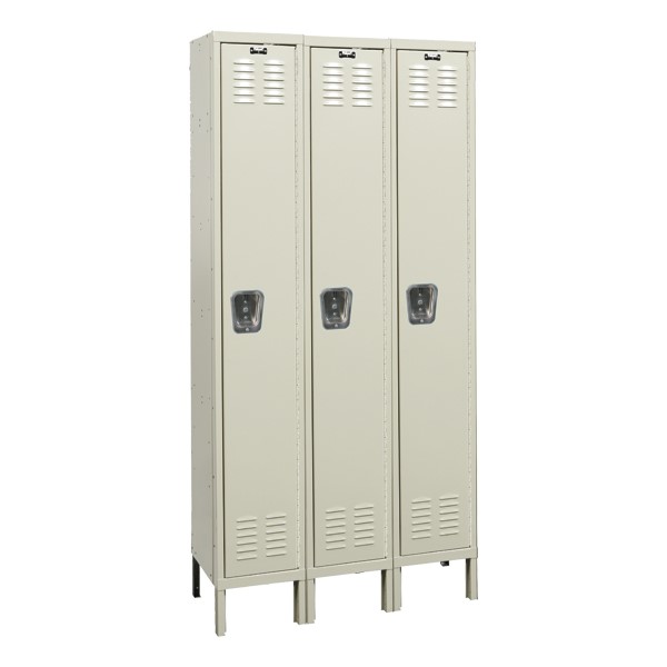 Premium Three-Wide Single-Tier Lockers - Shown w/ doors shut