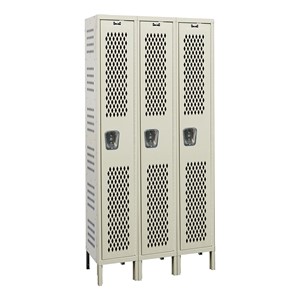 Heavy-Duty Ventilated Three-Wide Single-Tier Gym Lockers (72" H Openings)