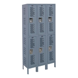 Heavy-Duty Ventilated Three-Wide Double-Tier Lockers (36" H Openings)
