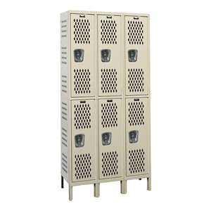 Heavy-Duty Ventilated Three-Wide Double-Tier Gym Lockers